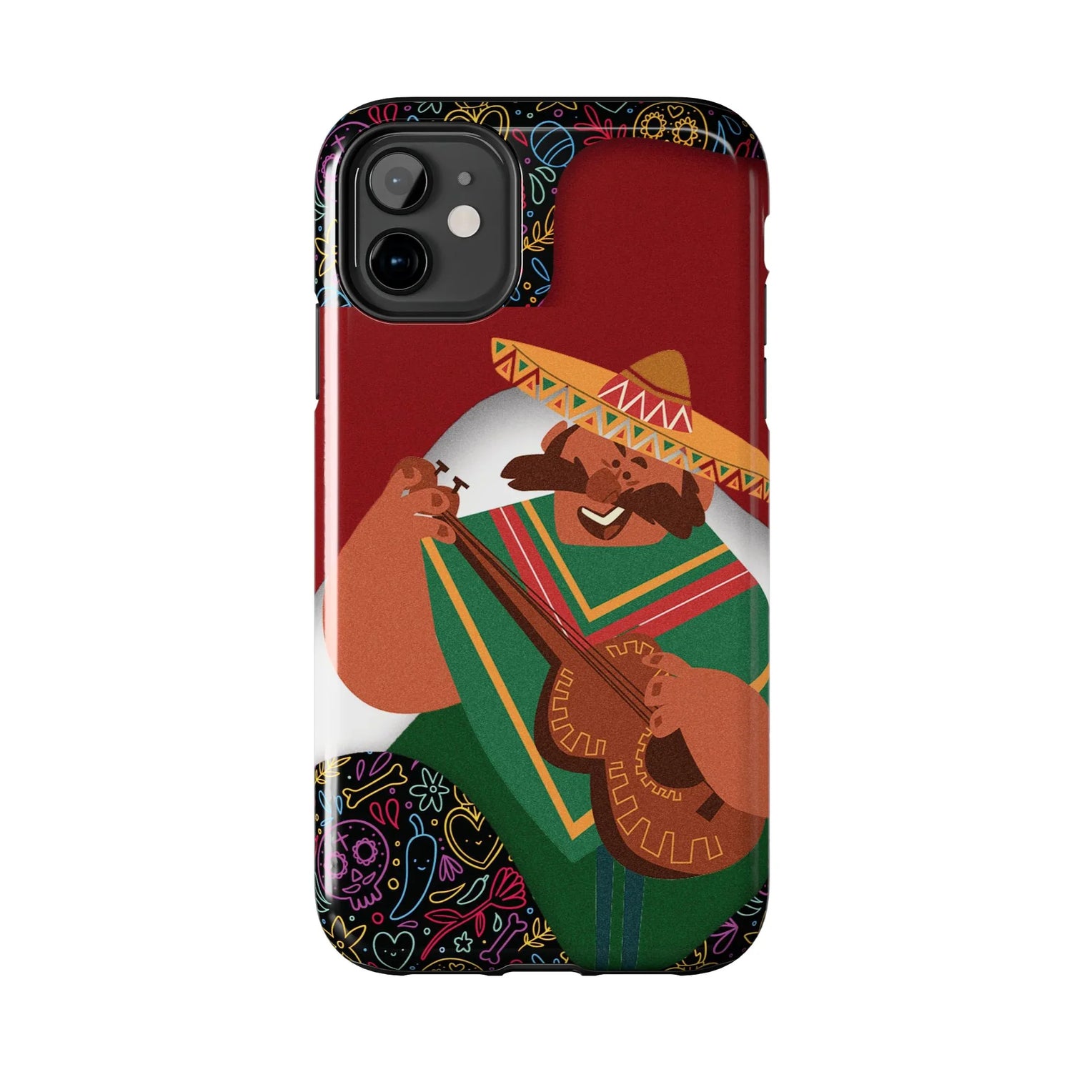 Mexico Mariachi Guitarist Tough Phone Case — Colorful Mexican Folk Art iPhone Cover - DiwaKi
