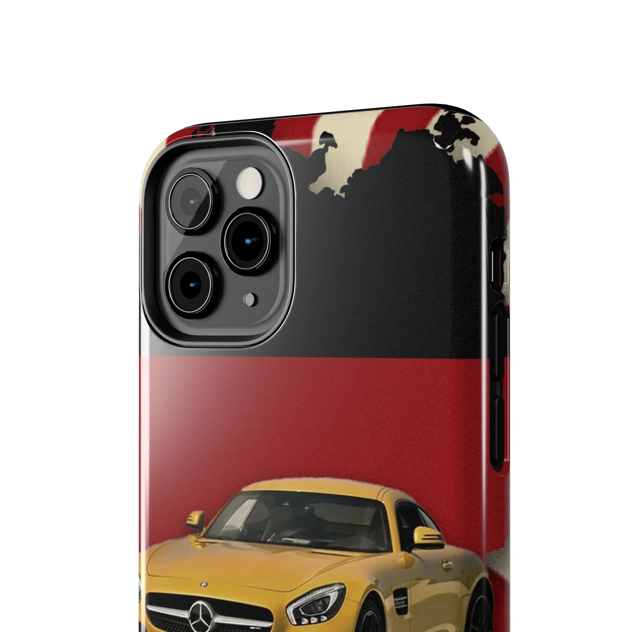 Mercedes Sports Car Tough Phone Case — Yellow GT on Red &amp; Black Background - DiwaKi