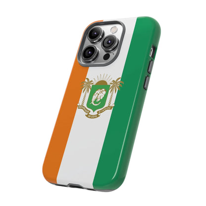 Ivory Coast Flag Tough Phone Case — Orange White Green Shield Crest - DiwaKi