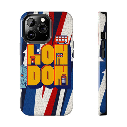 London Graphic Tough Phone Case – Retro Union Jack Travel Design - DiwaKi