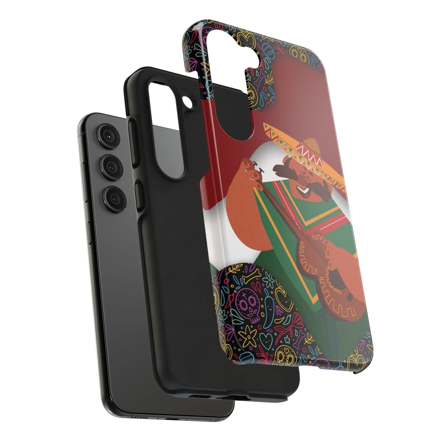 Mexico Mariachi Guitarist Tough Phone Case — Colorful Mexican Folk Art iPhone Cover - DiwaKi