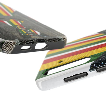 Togo Tough Phone Case — Durable Denim Look with Red Yellow Green Design - DiwaKi