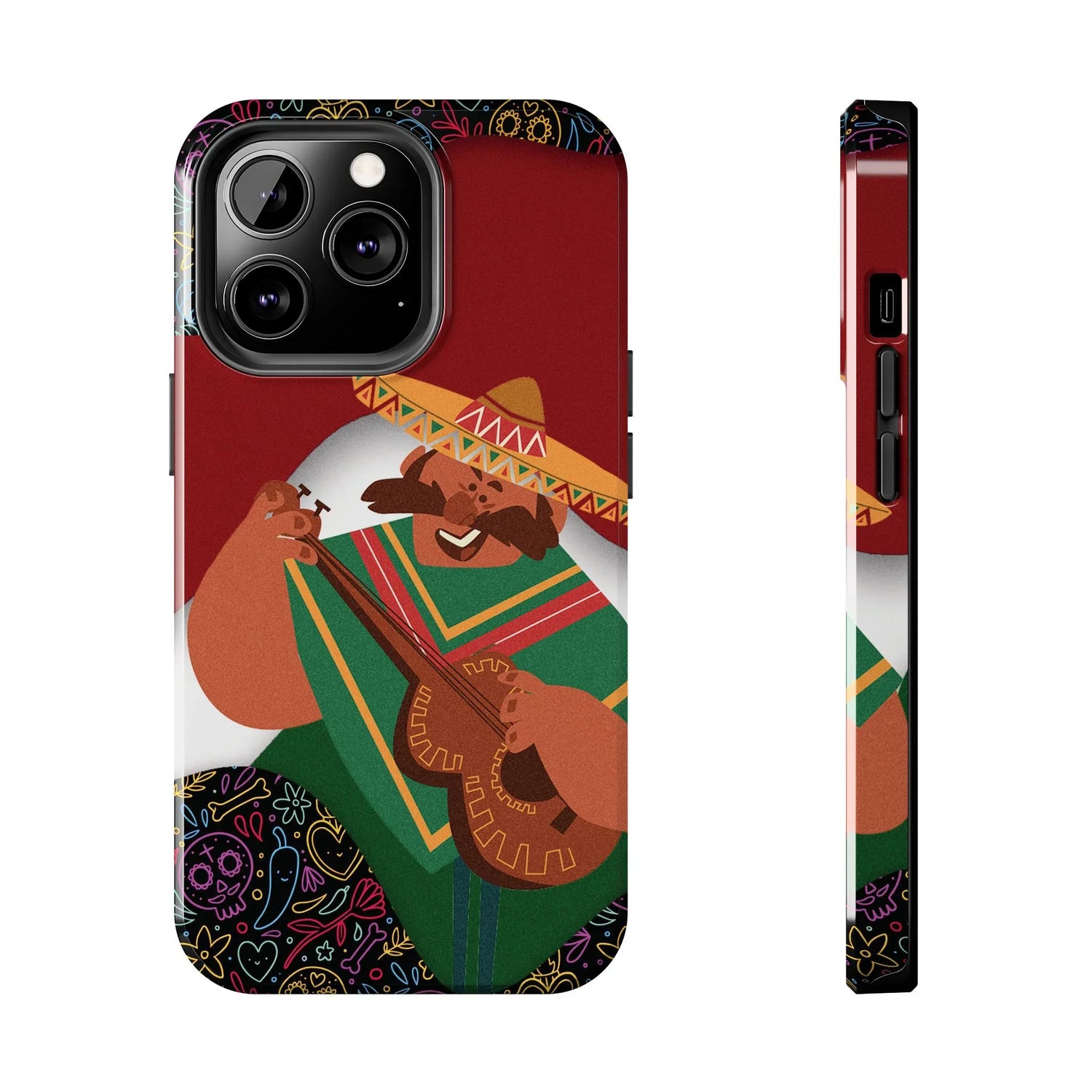 Mexico Mariachi Guitarist Tough Phone Case — Colorful Mexican Folk Art iPhone Cover - DiwaKi