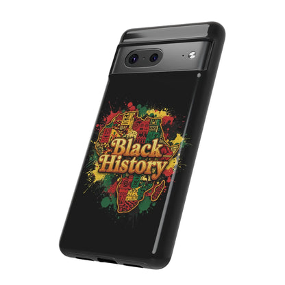 Black History Phone Case — Afrocentric Map Design, Bold Red‑Green‑Gold Splash - DiwaKi