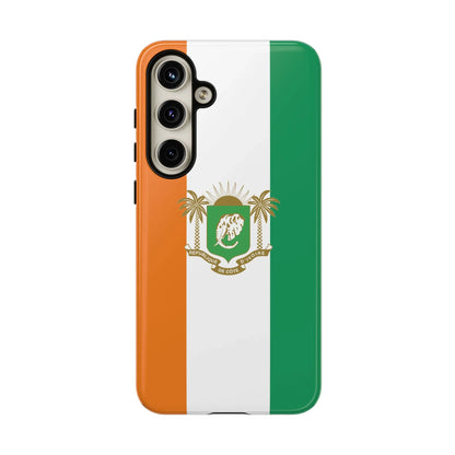 Ivory Coast Flag Tough Phone Case — Orange White Green Shield Crest - DiwaKi