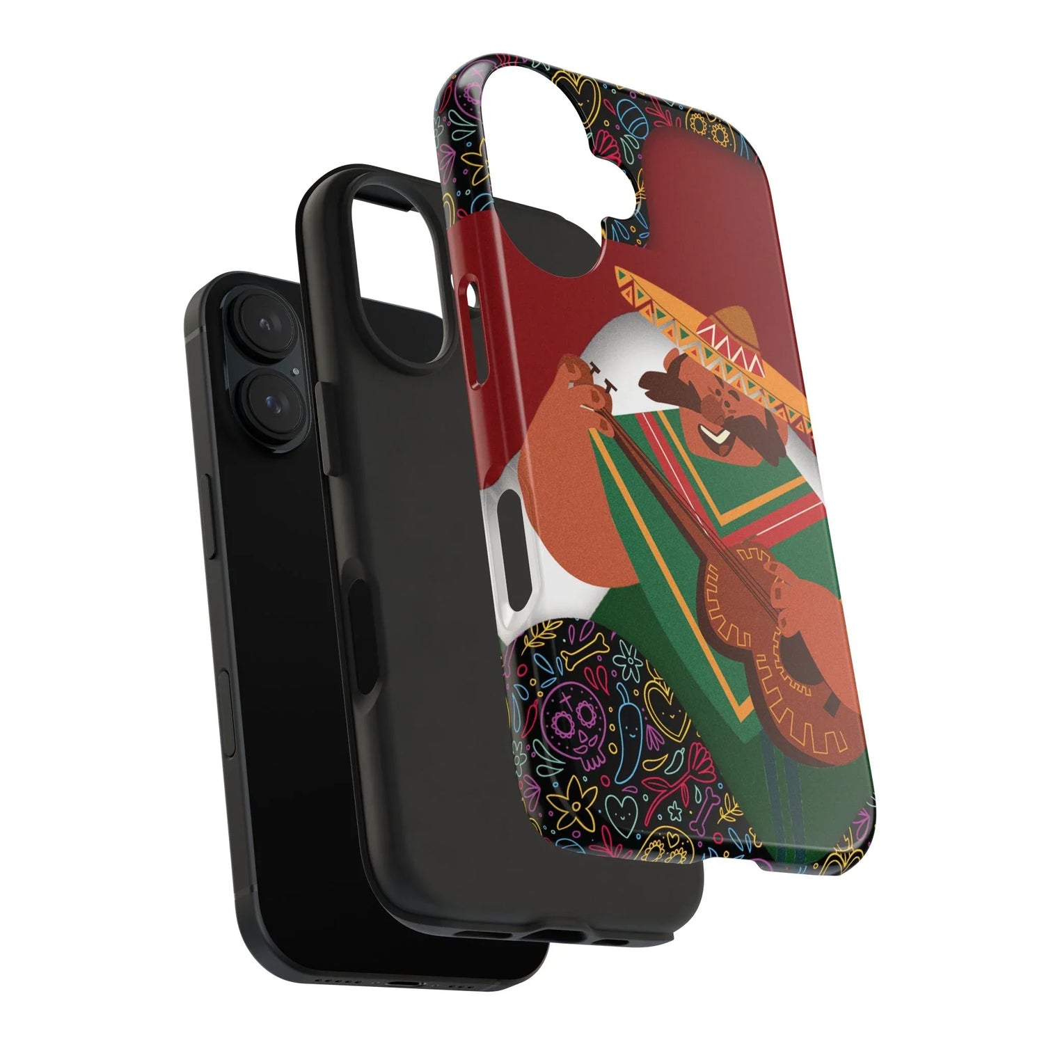 Mexico Mariachi Guitarist Tough Phone Case — Colorful Mexican Folk Art iPhone Cover - DiwaKi