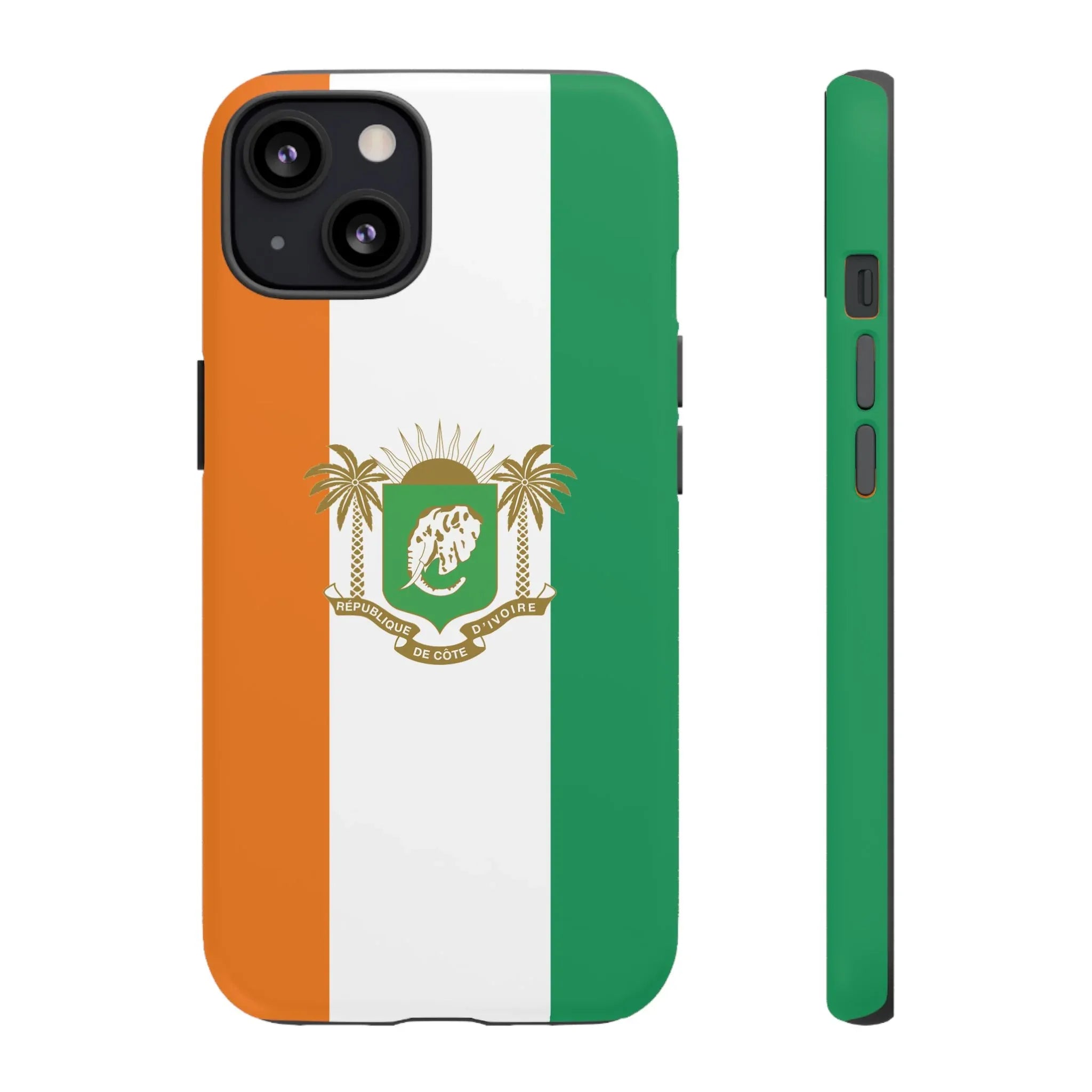 Ivory Coast Flag Tough Phone Case — Orange White Green Shield Crest - DiwaKi