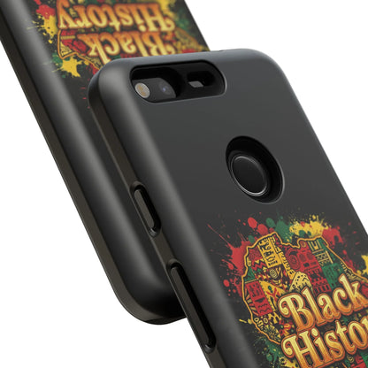 Black History Phone Case — Afrocentric Map Design, Bold Red‑Green‑Gold Splash - DiwaKi