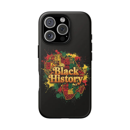 Black History Phone Case — Afrocentric Map Design, Bold Red‑Green‑Gold Splash - DiwaKi