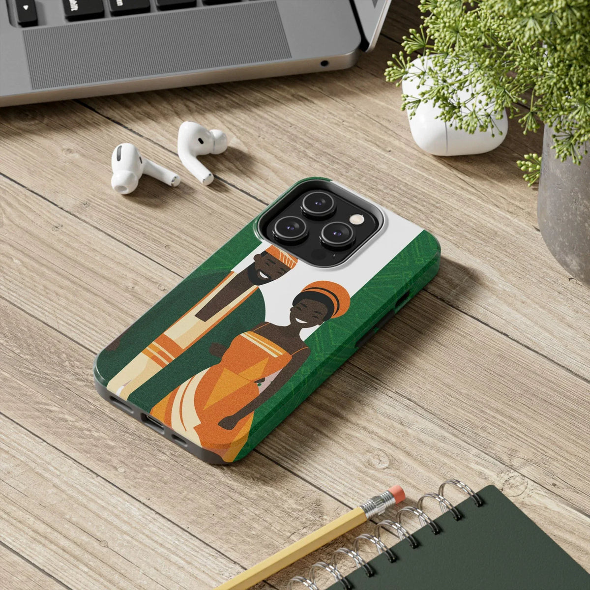 Tough Phone Case — Afrocentric Nigerian Couple Illustration, Protective Hard-Shell Phone Cover - DiwaKi