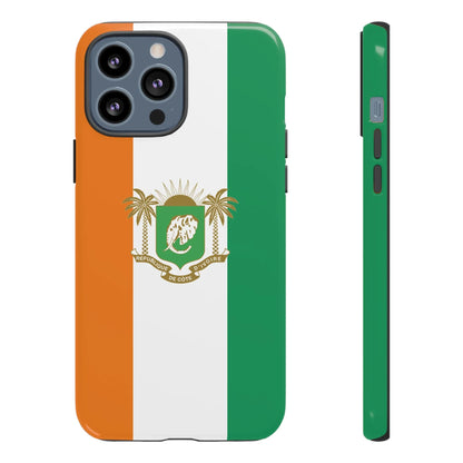 Ivory Coast Flag Tough Phone Case — Orange White Green Shield Crest - DiwaKi