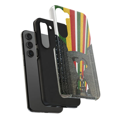 Togo Tough Phone Case — Durable Denim Look with Red Yellow Green Design - DiwaKi