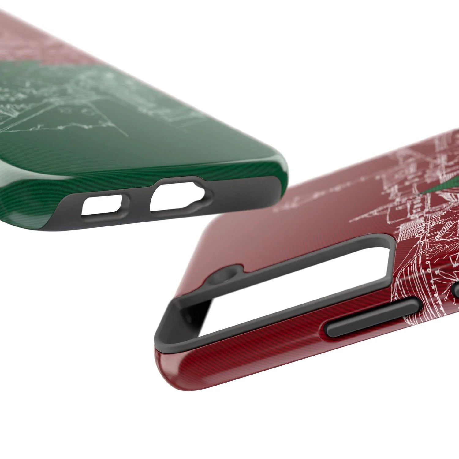 Morocco Flag Sketch Tough Phone Case — Red &amp; Green Casablanca Cityscape - DiwaKi