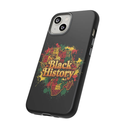 Black History Phone Case — Afrocentric Map Design, Bold Red‑Green‑Gold Splash - DiwaKi
