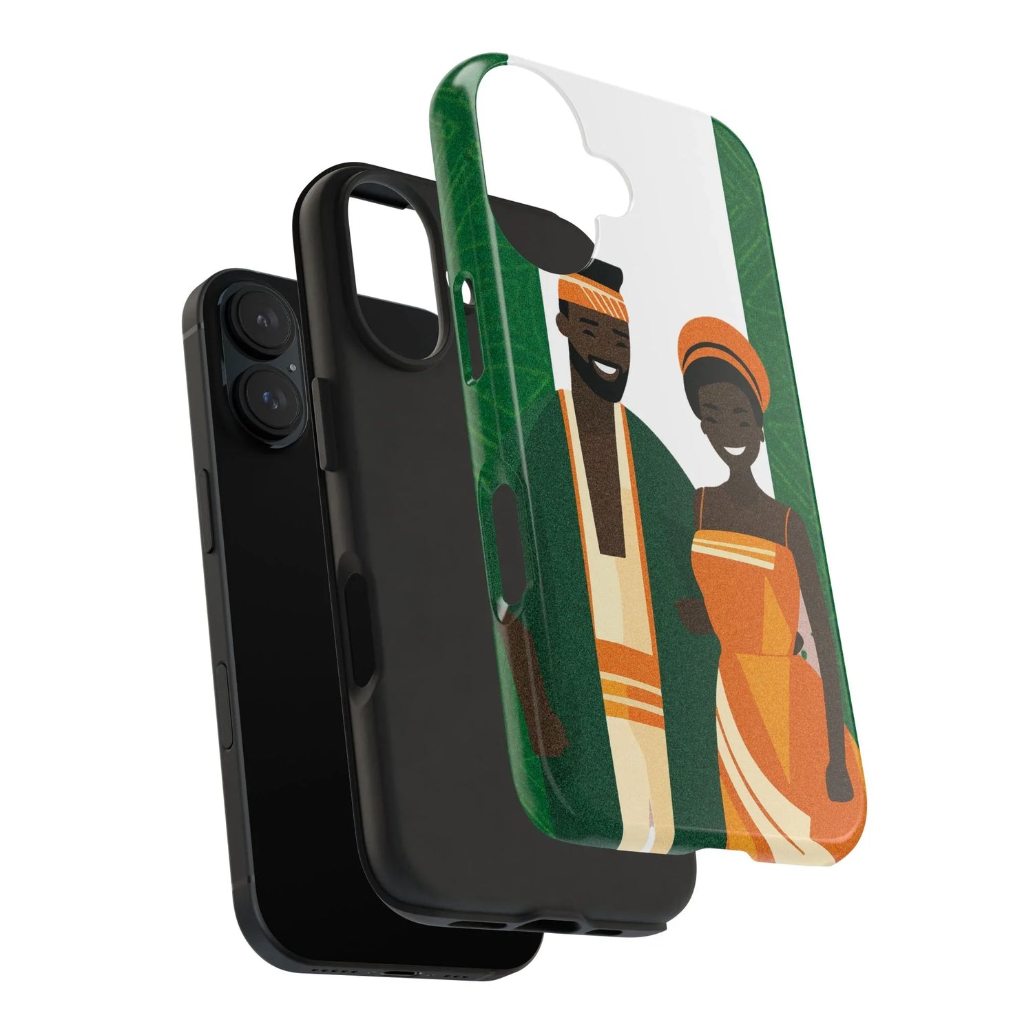 Tough Phone Case — Afrocentric Nigerian Couple Illustration, Protective Hard-Shell Phone Cover - DiwaKi