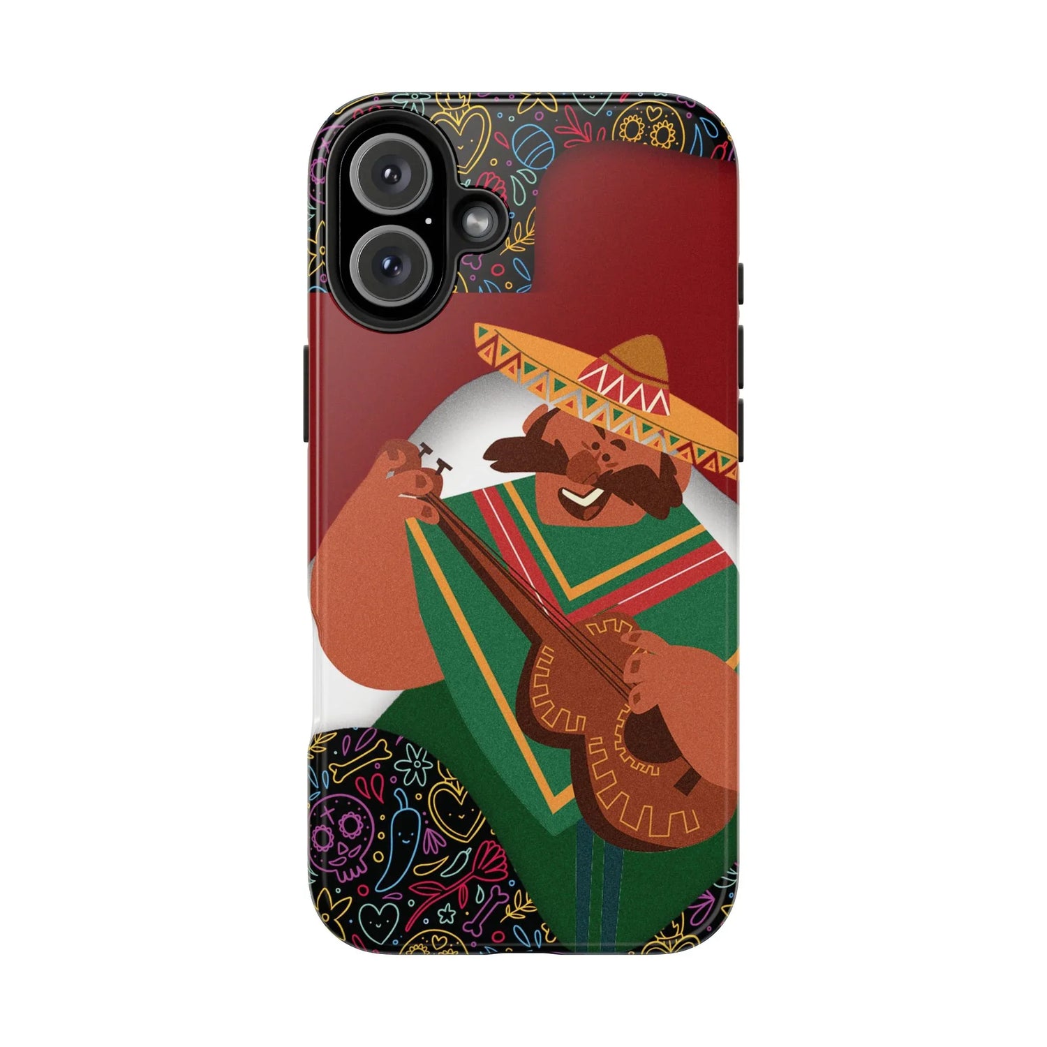 Mexico Mariachi Guitarist Tough Phone Case — Colorful Mexican Folk Art iPhone Cover - DiwaKi