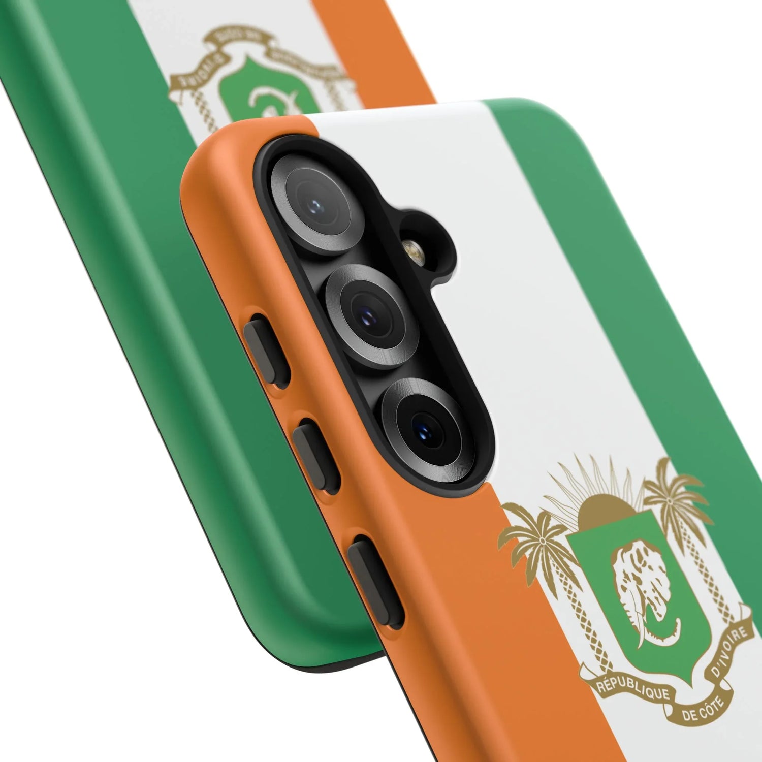 Ivory Coast Flag Tough Phone Case — Orange White Green Shield Crest - DiwaKi