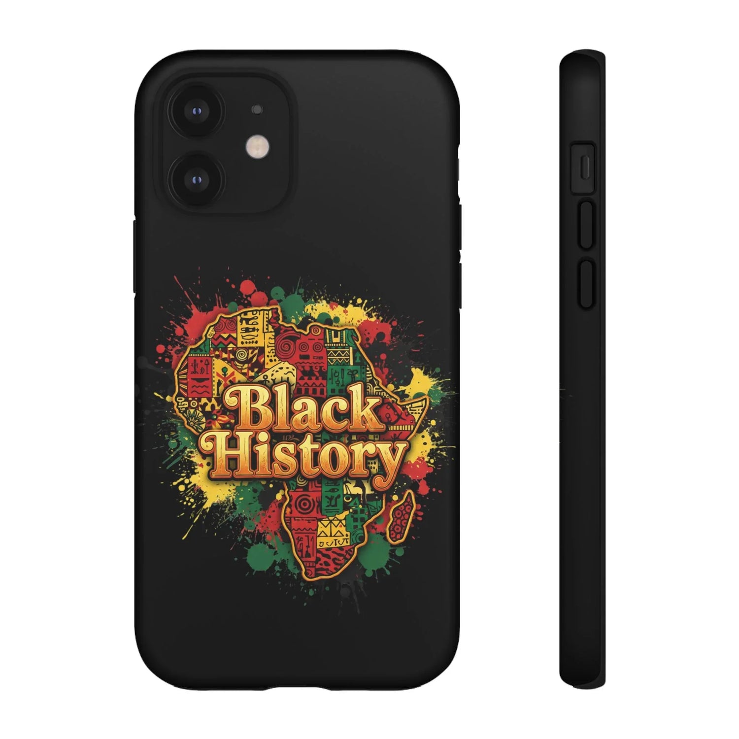Black History Phone Case — Afrocentric Map Design, Bold Red‑Green‑Gold Splash - DiwaKi