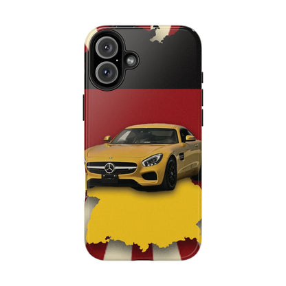 Mercedes Sports Car Tough Phone Case — Yellow GT on Red &amp; Black Background - DiwaKi