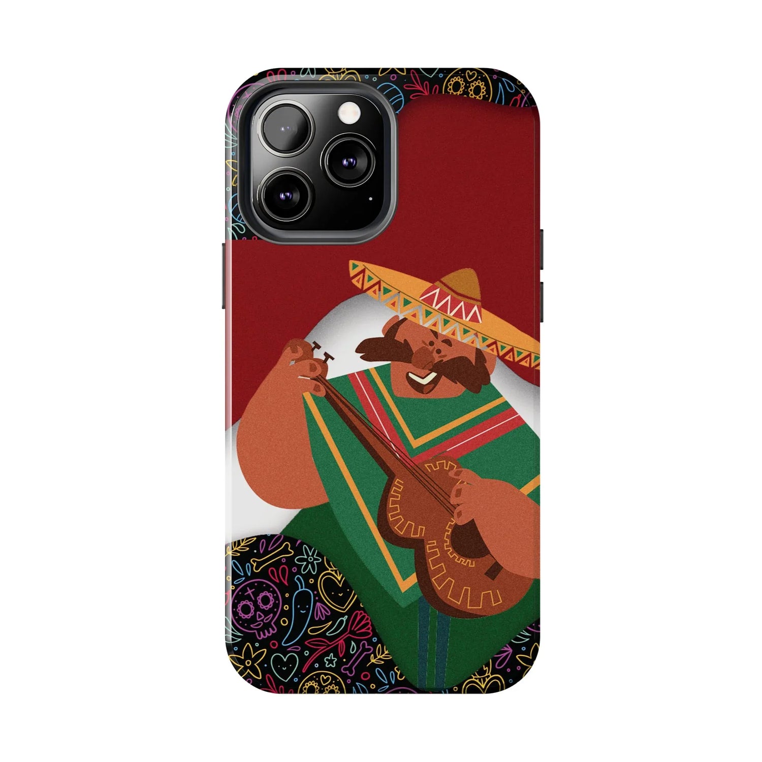 Mexico Mariachi Guitarist Tough Phone Case — Colorful Mexican Folk Art iPhone Cover - DiwaKi