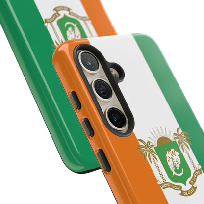 Ivory Coast Flag Tough Phone Case — Orange White Green Shield Crest - DiwaKi
