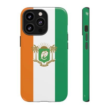 Ivory Coast Flag Tough Phone Case — Orange White Green Shield Crest - DiwaKi