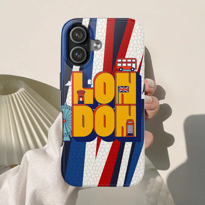 London Graphic Tough Phone Case – Retro Union Jack Travel Design - DiwaKi