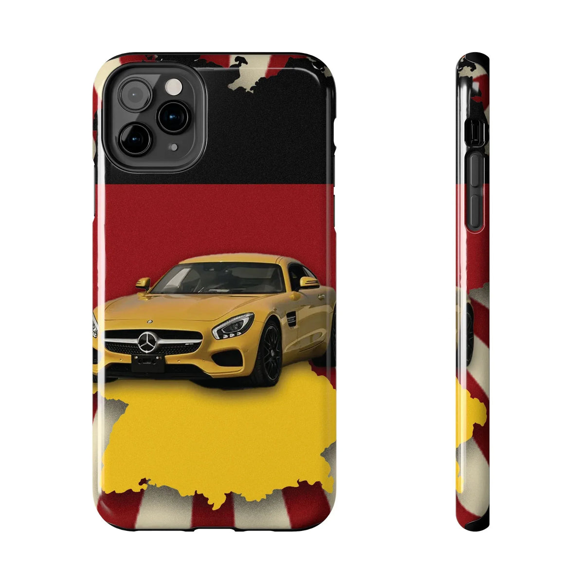 Mercedes Sports Car Tough Phone Case — Yellow GT on Red &amp; Black Background - DiwaKi
