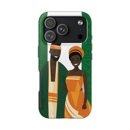 Tough Phone Case — Afrocentric Nigerian Couple Illustration, Protective Hard-Shell Phone Cover - DiwaKi