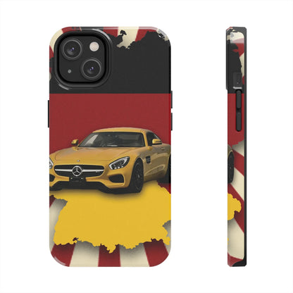 Mercedes Sports Car Tough Phone Case — Yellow GT on Red &amp; Black Background - DiwaKi