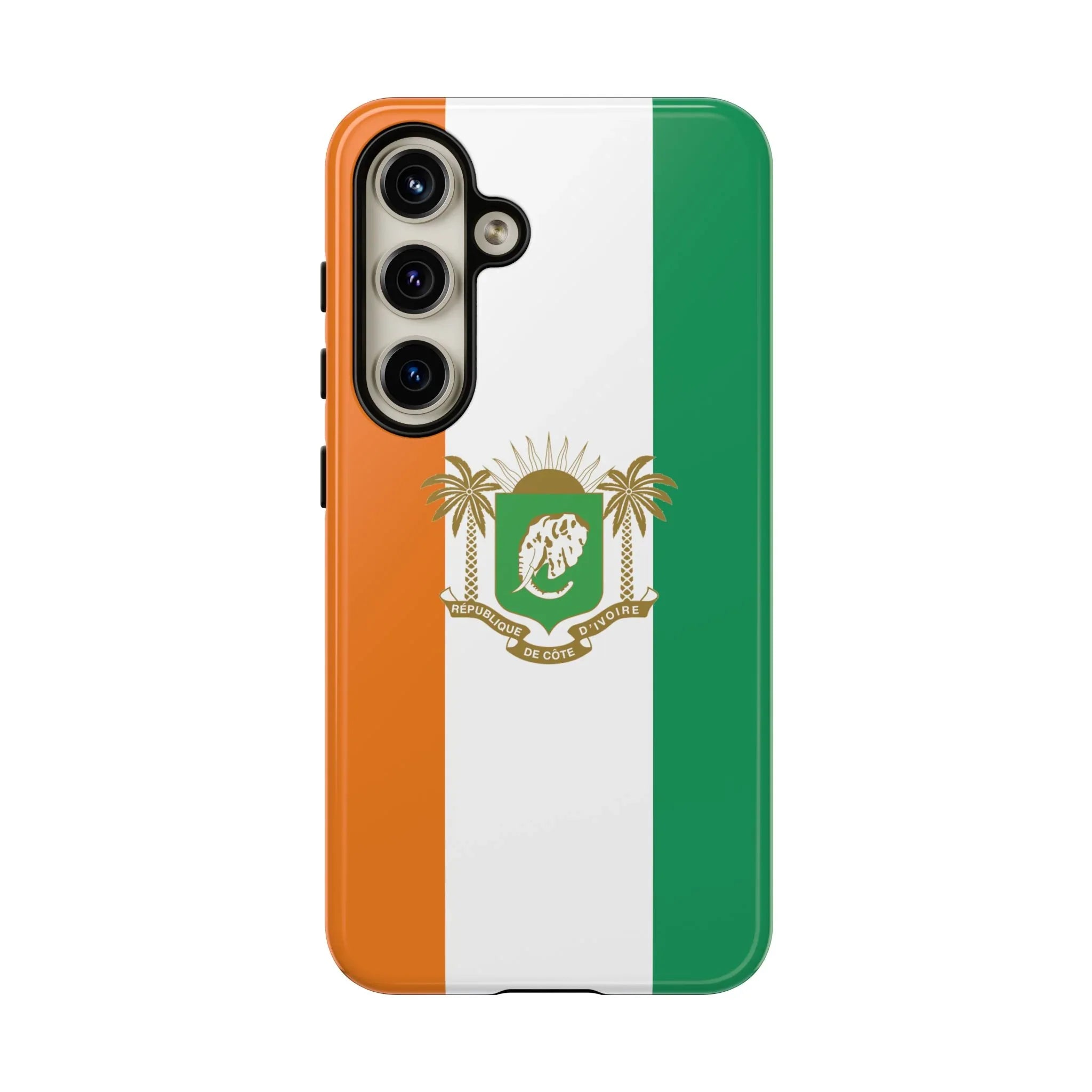 Ivory Coast Flag Tough Phone Case — Orange White Green Shield Crest - DiwaKi