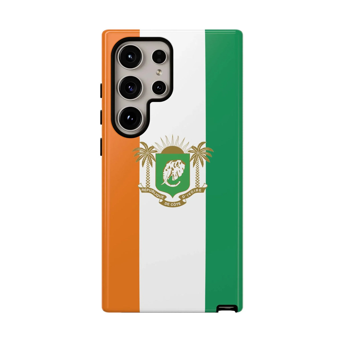Ivory Coast Flag Tough Phone Case — Orange White Green Shield Crest - DiwaKi