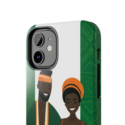 Tough Phone Case — Afrocentric Nigerian Couple Illustration, Protective Hard-Shell Phone Cover - DiwaKi