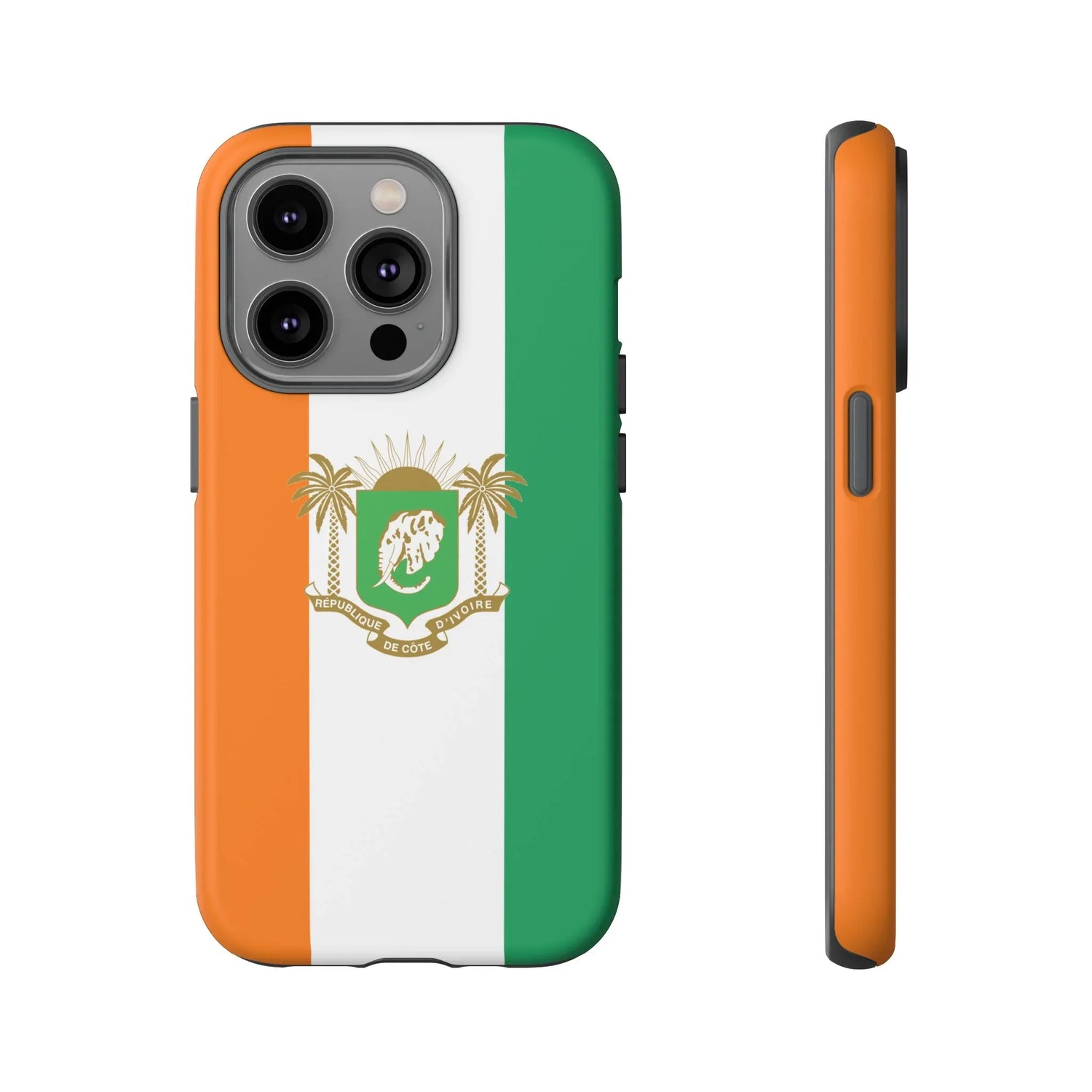 Ivory Coast Flag Tough Phone Case — Orange White Green Shield Crest - DiwaKi