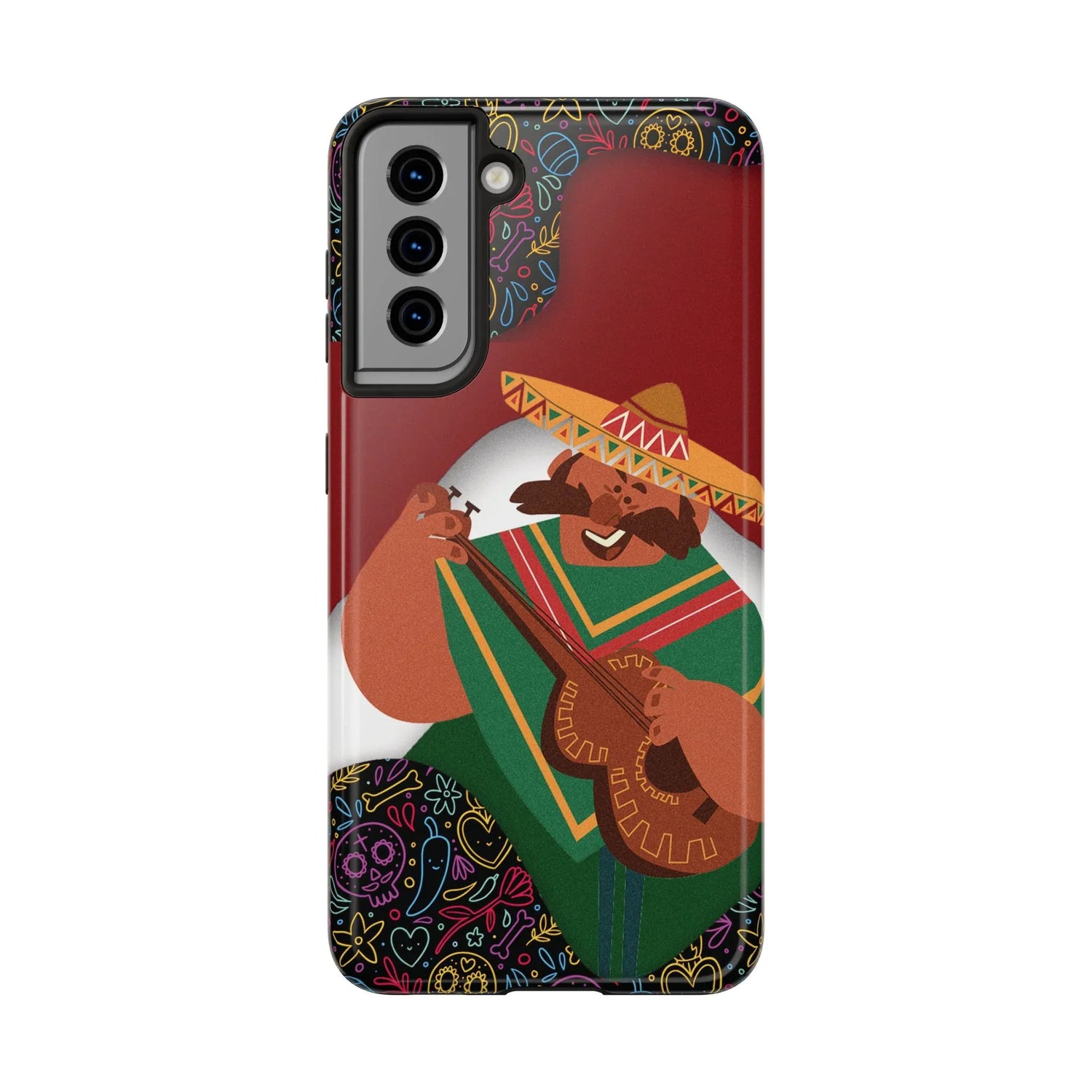 Mexico Mariachi Guitarist Tough Phone Case — Colorful Mexican Folk Art iPhone Cover - DiwaKi