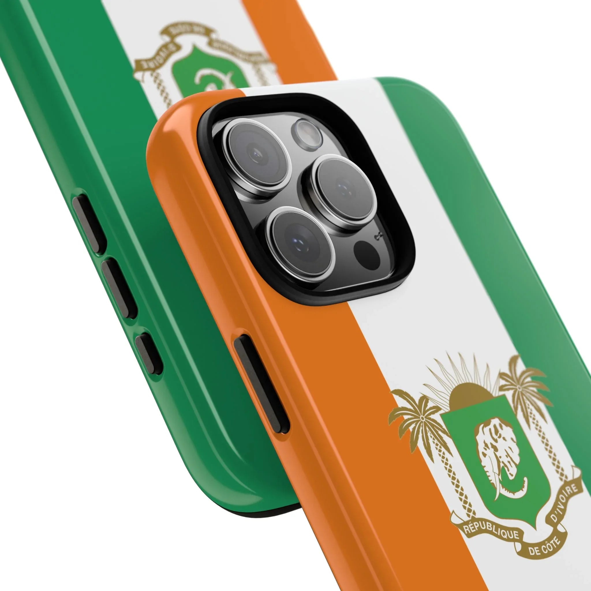 Ivory Coast Flag Tough Phone Case — Orange White Green Shield Crest - DiwaKi