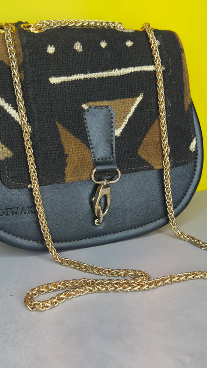Royale Mudcloth Leather Chain Bag - DiwaKi