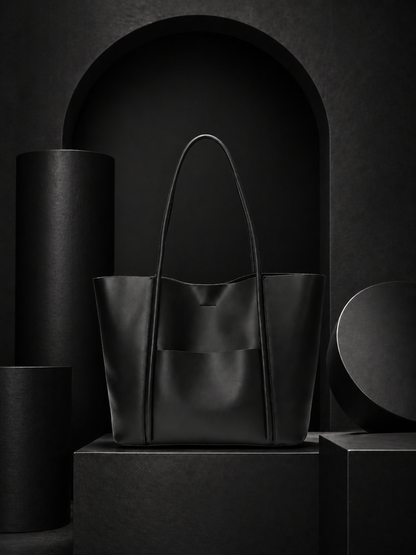 Genuine Leather Tote Bag: Elegant Work Travel Handbag, Zipper Shoulder Carry