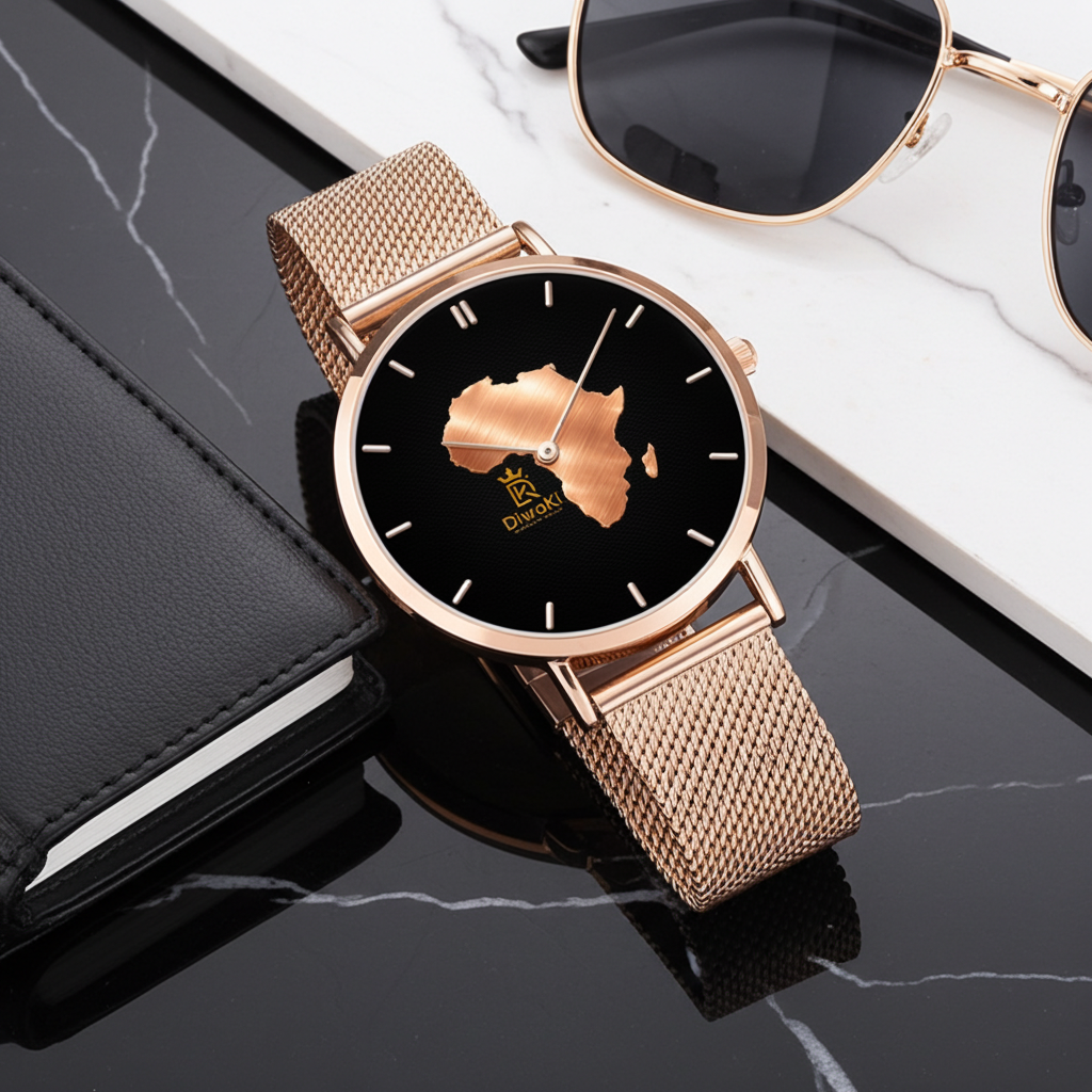 Ultra-thin Stainless Steel Africa map Quartz Watch