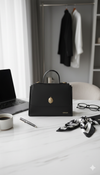 DiwaKi Heritage Muse Handbag – Luxury Leather Satchel with Gold African Emblem