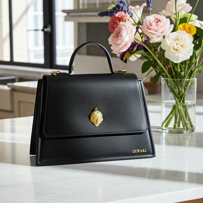 African leather Akan mask handbag - DiwaKi