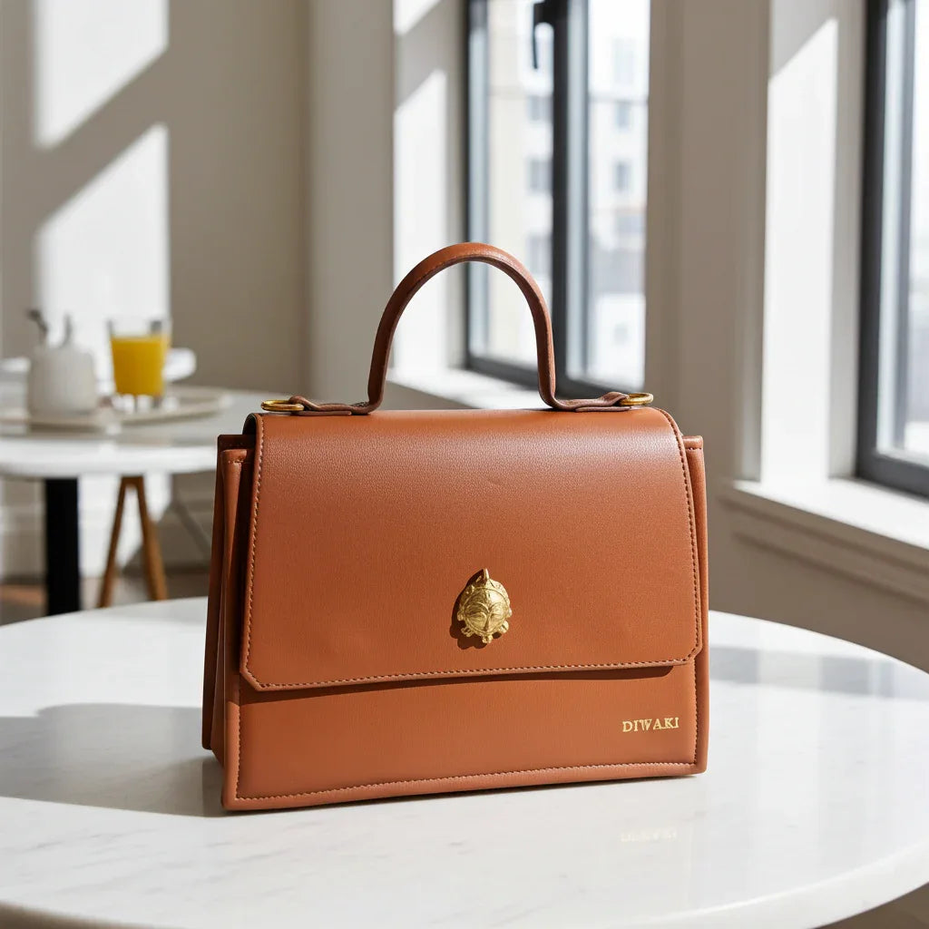 African leather Akan mask handbag - DiwaKi