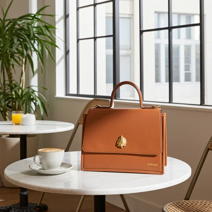 African leather Akan mask handbag - DiwaKi