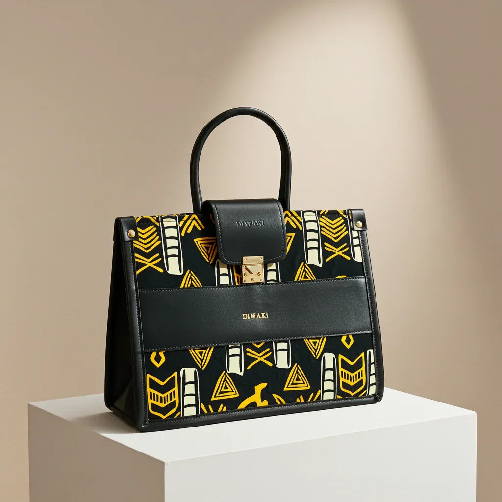 DiwaKi Obsidian Adinkra Gold Heritage Tote - DiwaKi