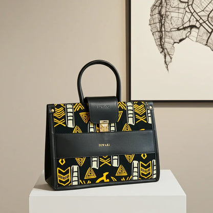 DiwaKi Obsidian Adinkra Gold Heritage Tote - DiwaKi