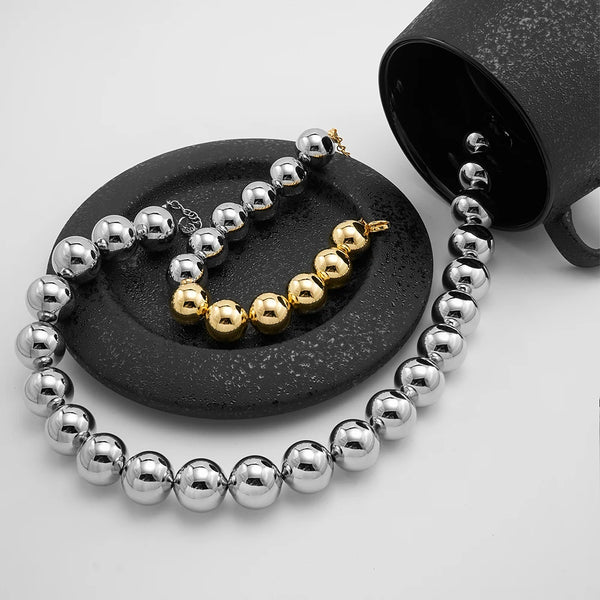 ENFASHION Collares Para Mujer Large Glossy Beads Necklace For Women's 18K Gold Plated Fashion Hight Street Jewelry P253533
