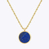 Natural Stone Disk Pendant Necklace For Women's Stainless Steel