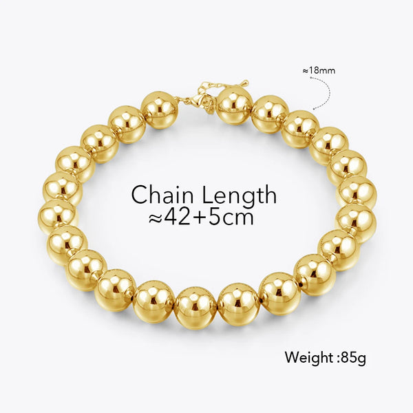 ENFASHION Collares Para Mujer Large Glossy Beads Necklace For Women's 18K Gold Plated Fashion Hight Street Jewelry P253533