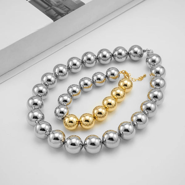 ENFASHION Collares Para Mujer Large Glossy Beads Necklace For Women's 18K Gold Plated Fashion Hight Street Jewelry P253533
