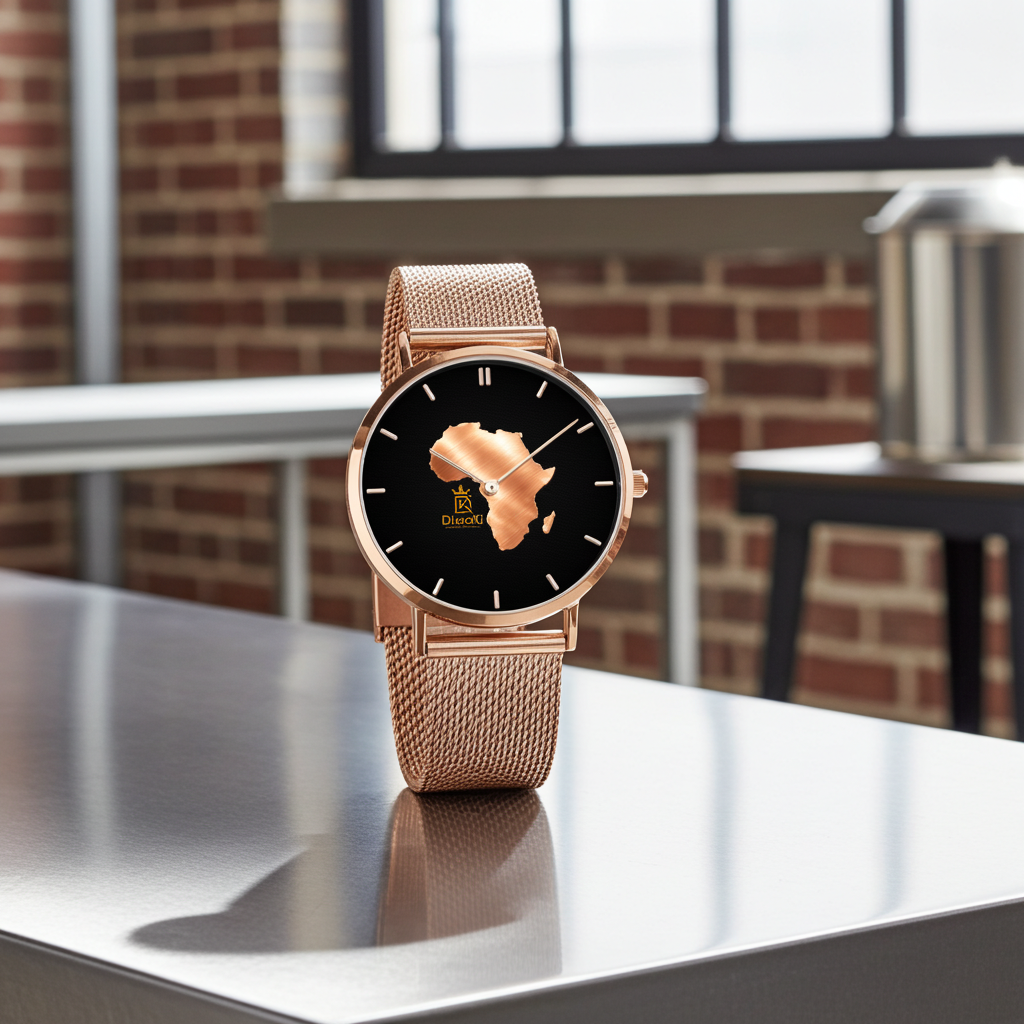 Ultra-thin Stainless Steel Africa map Quartz Watch